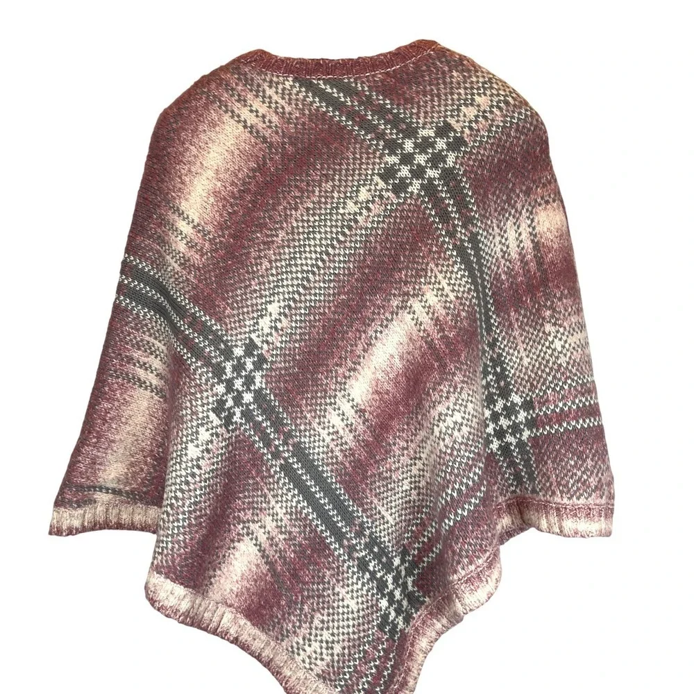 Liz Claiborne Chunky Wool Blend Poncho Women's Medium Sweater Cape Cozy Warm - Picture 4 of 7